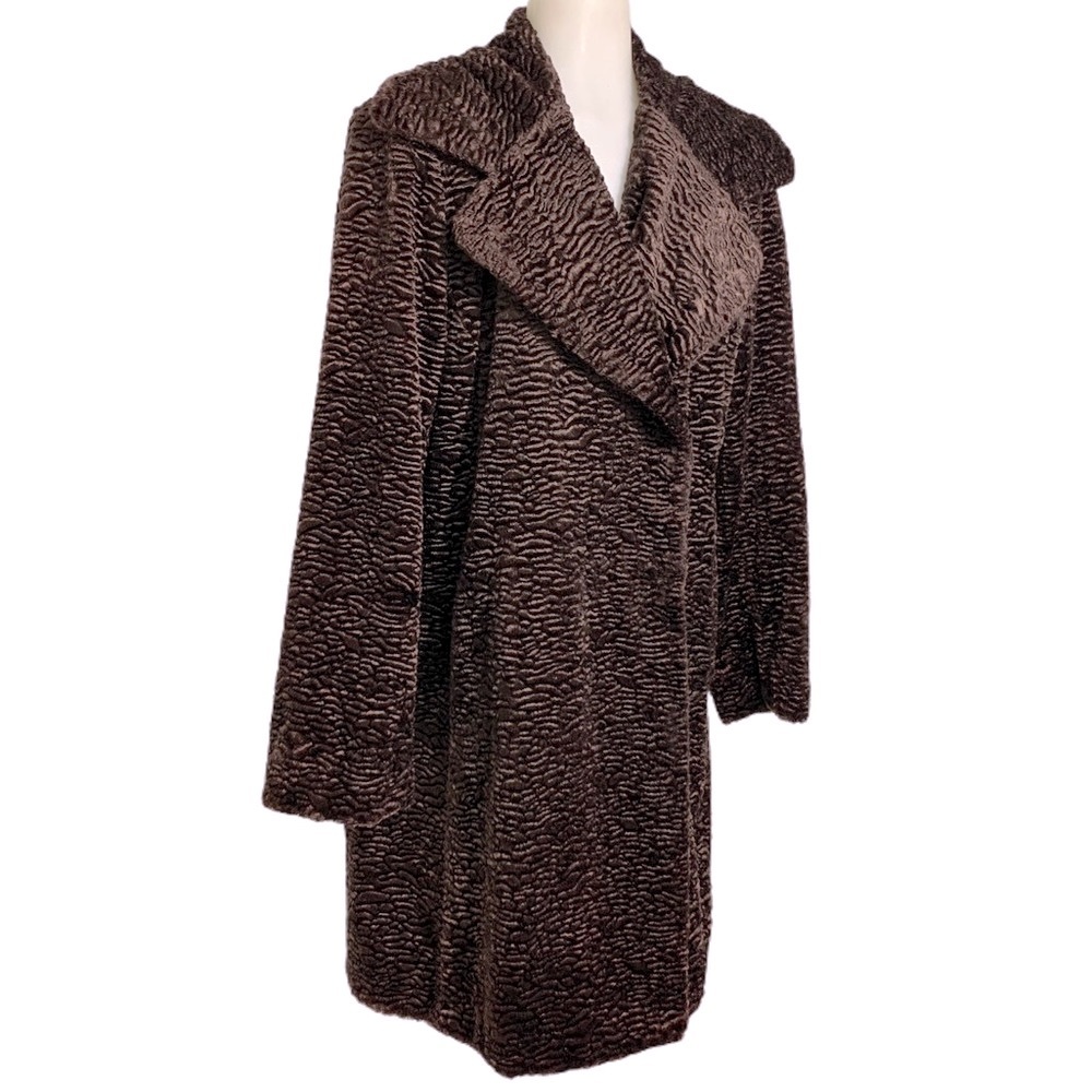 Vintage CALVIN KLEIN Coat Luxurious Crushed Velvet Victorian Retro Long M - Picture 2 of 14